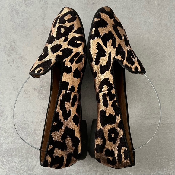🌼 BP Metallic Leopard Jacquard Fabric Smoking Loafer Flats, 8 - Picture 5 of 10